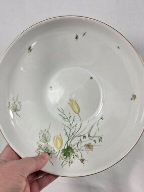 Stonegate Spring Breeze 9 Inch Round Serving Bowl White with Yellow Tulips